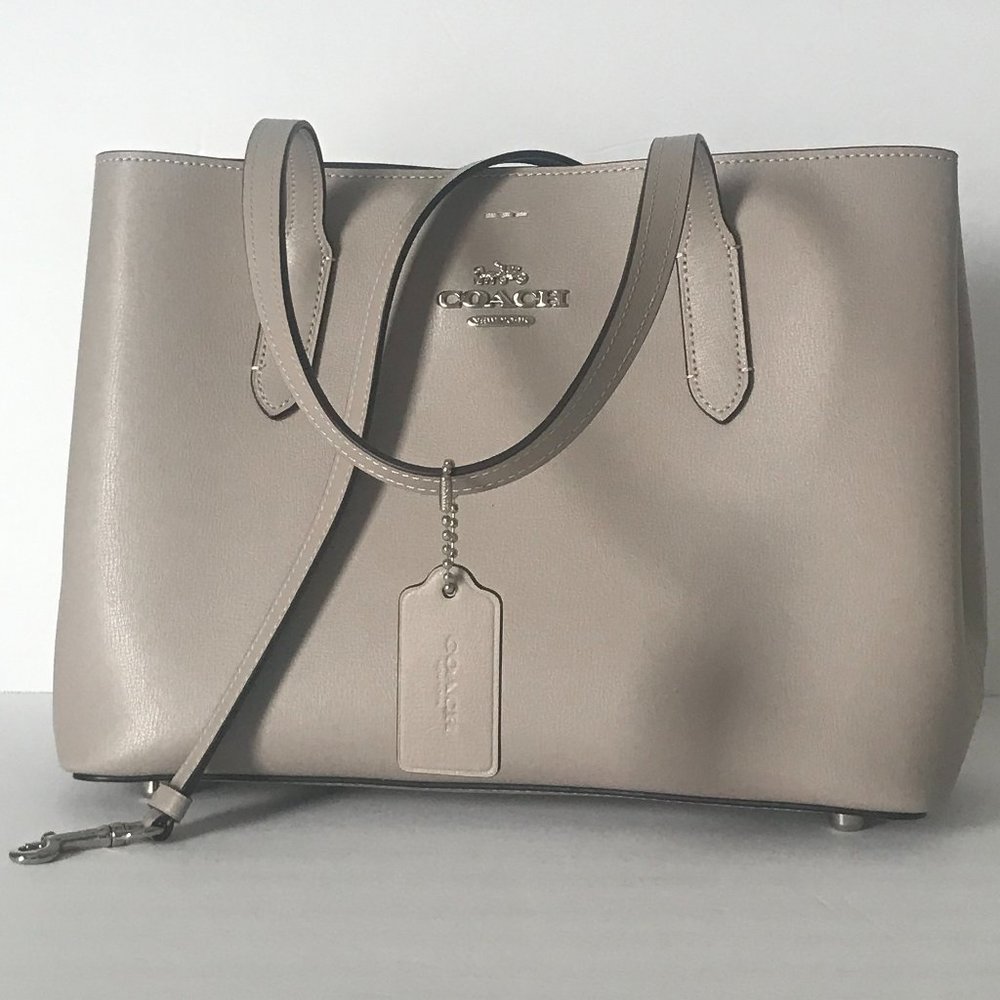 COACH Avenue Leather Carryall Satchel Bag GRAY